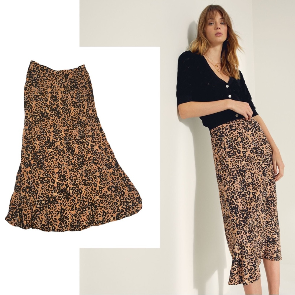 Aritzia Leopard Midi Skirt - US 2